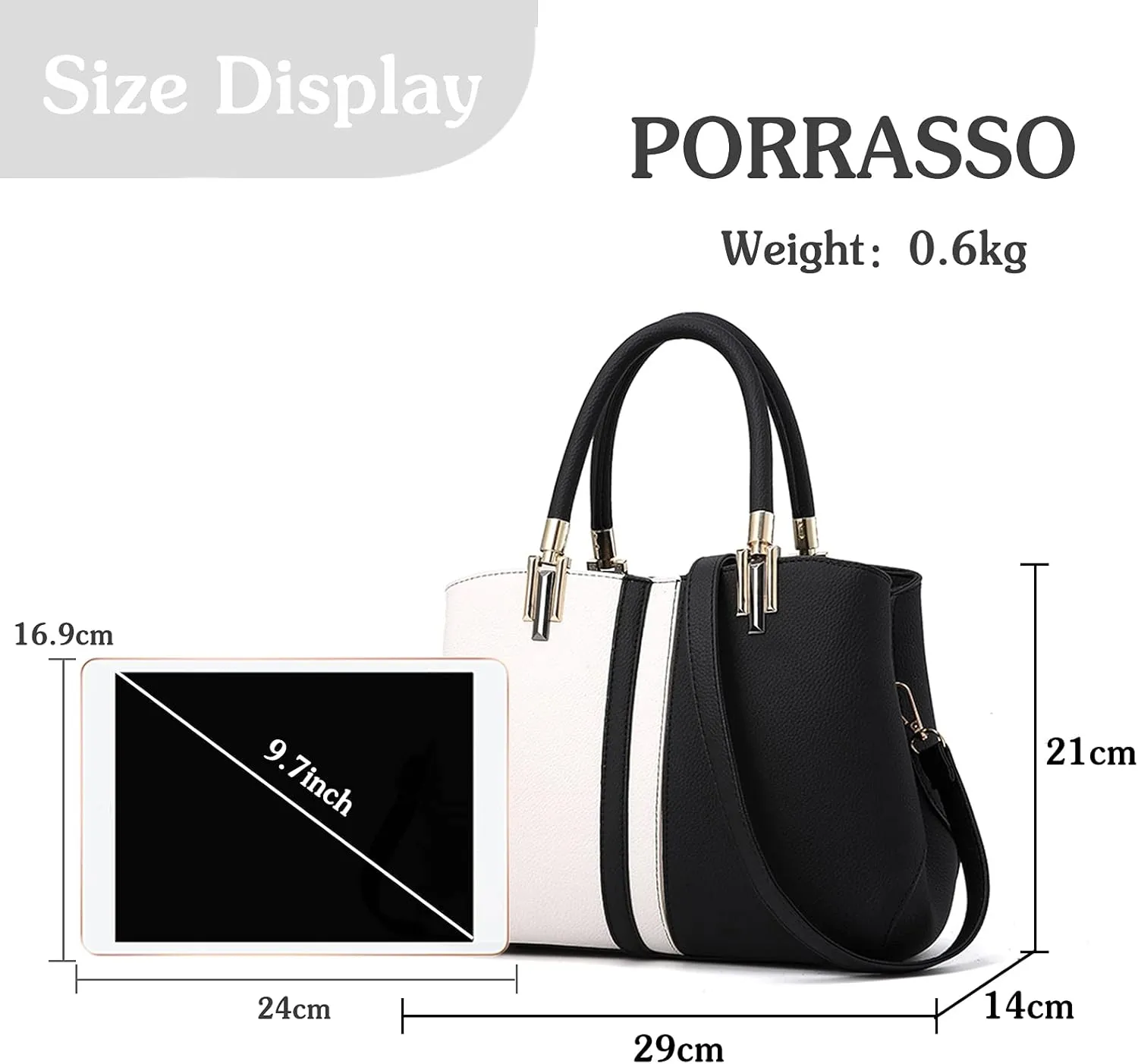 PORRASSO Women Handbag Fashion Top-Handle Bags Ladies Tote Shoulder Bag Female