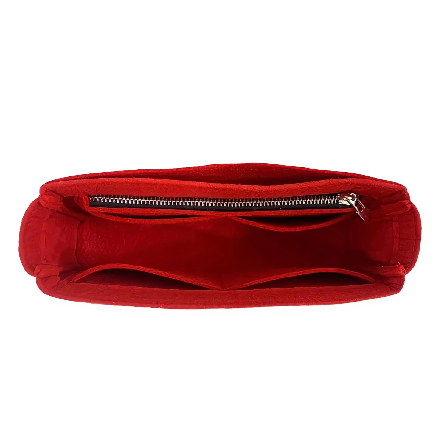 Premium Purse Organizer fits Boulogne Bag Insert Organizer, Boulogne Organizer, Handmade 2mm Premium Felt Snug Sturdy Gold Zipper Tapered Shape, Perfect Fit (For Boulogne Bag, Red)