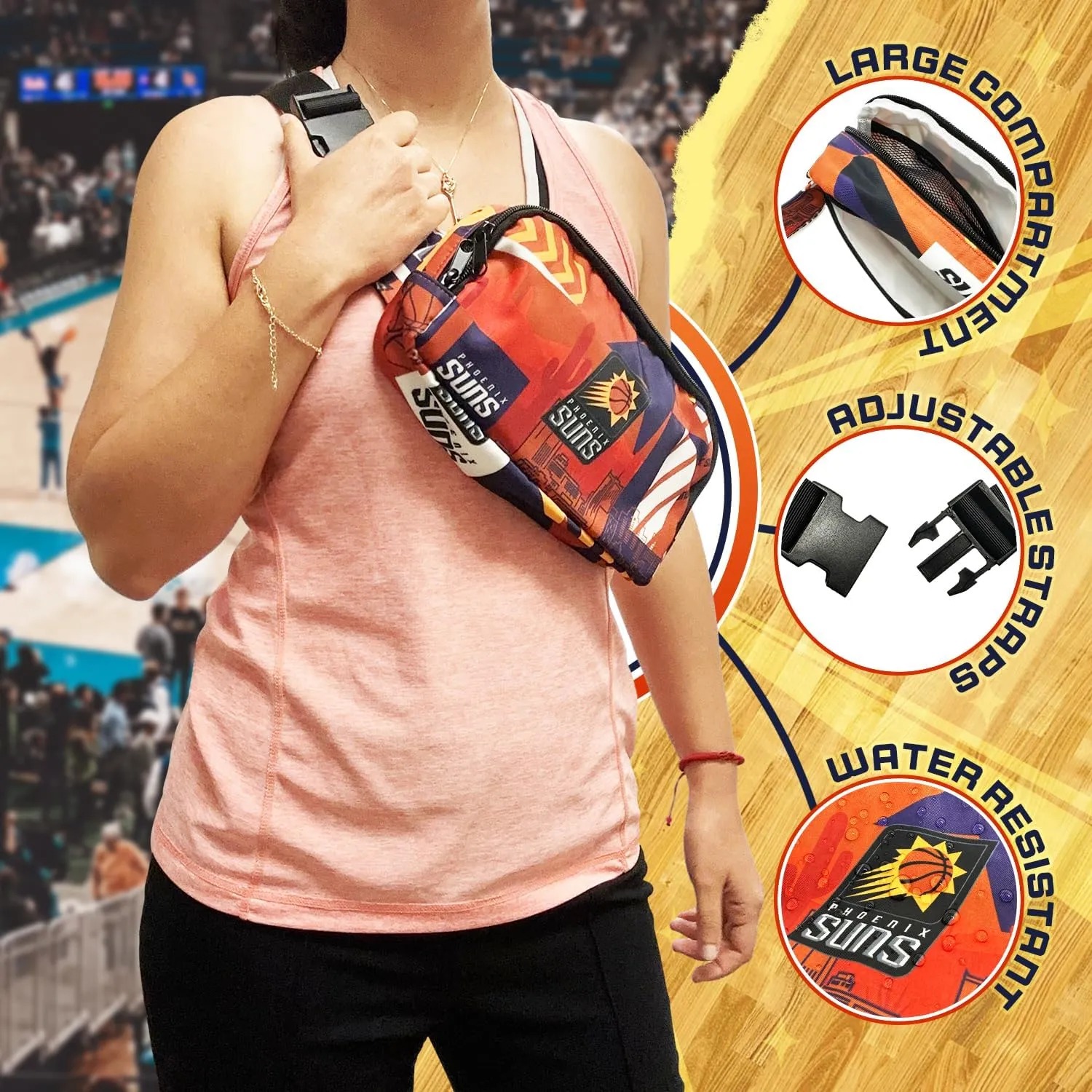 Pro Specialties Phoenix Suns Basketball Fanny Pack TM1872: Adult Bag (Street Series) Elevate Your Style with this Trendy Belt Bag - Ideal for Sports Enthusiasts. Perfect Waist Bag