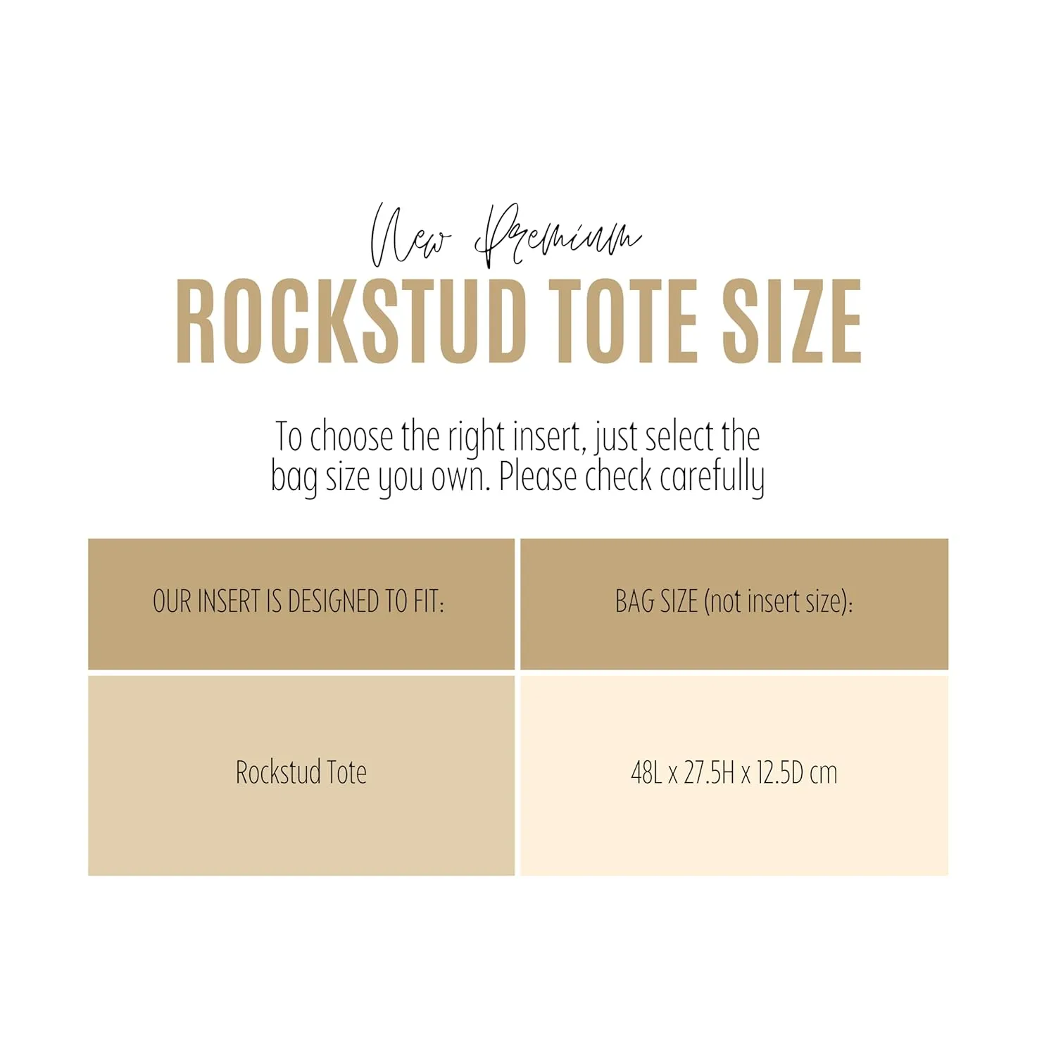 Purse Organizer for Valentino Rockstud Tote Organizer, Rockstud Tote Insert, Handmade 2mm Thick Felt Gold Zipper (For Rockstud Tote, Beige)