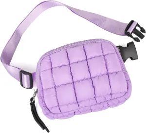 Quilted Puffer Belt Bag, Everywhere Waist Fanny Packs, Lightweight Crossbody Bag with Adjustable Strap, Purple