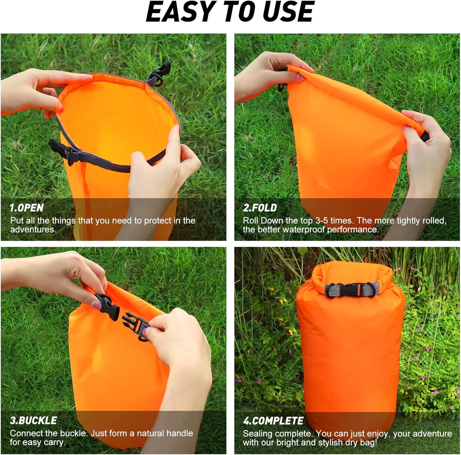 R2Depot Waterproof Dry Bag, 5L/10L/20L/40L/70L Dry Storage Bag for Kayaking, Gym, Hiking, Swimming (Blue, 70L)