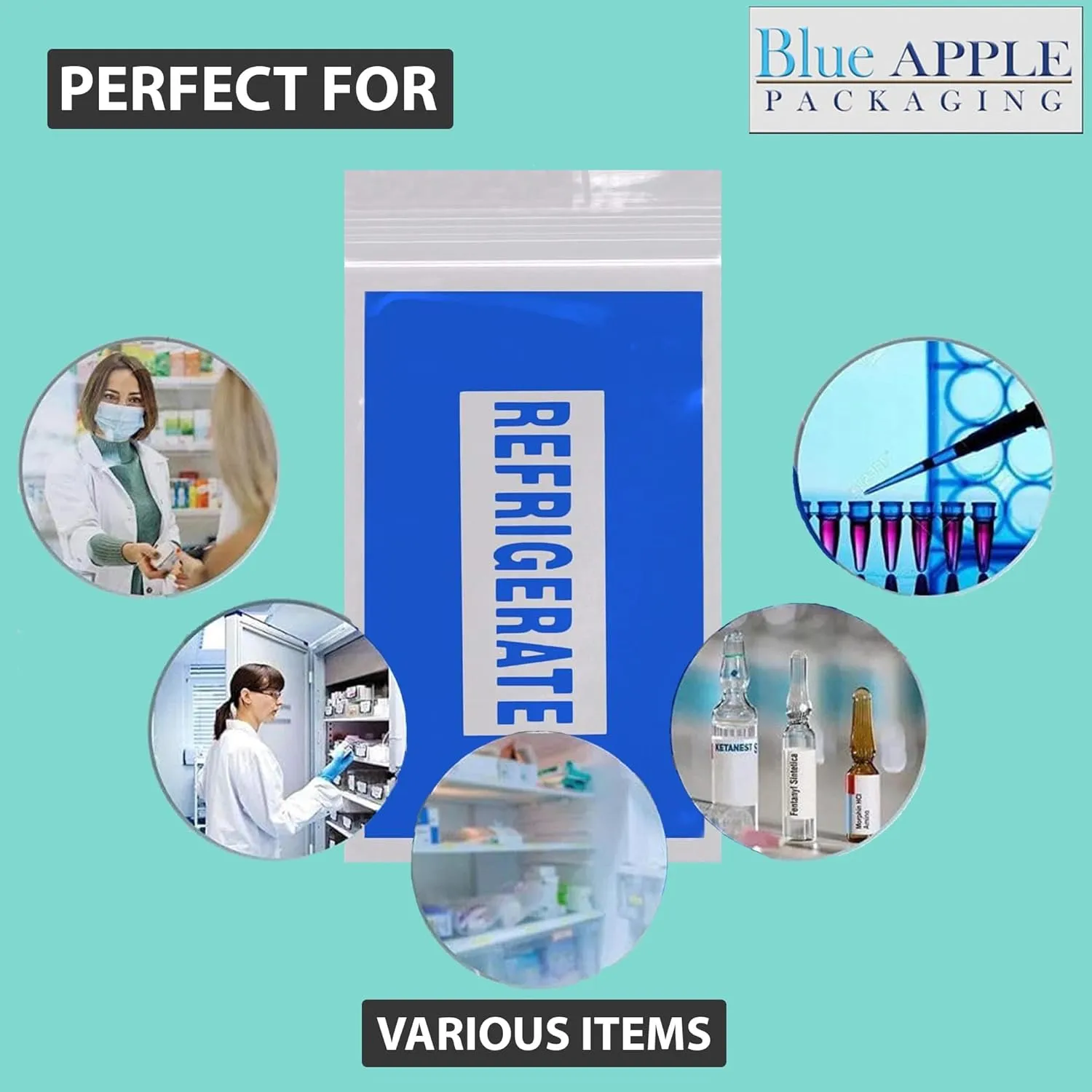 Reclosable Refrigerate Bag | 9x12 & (100 Bags) 2Mil Low-Density Polyethylene (LDPE) Zipper Bags, Leak-Proof Storage for Medications, Perfect for Pharmacy Products
