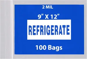 Reclosable Refrigerate Bag | 9x12 & (100 Bags) 2Mil Low-Density Polyethylene (LDPE) Zipper Bags, Leak-Proof Storage for Medications, Perfect for Pharmacy Products