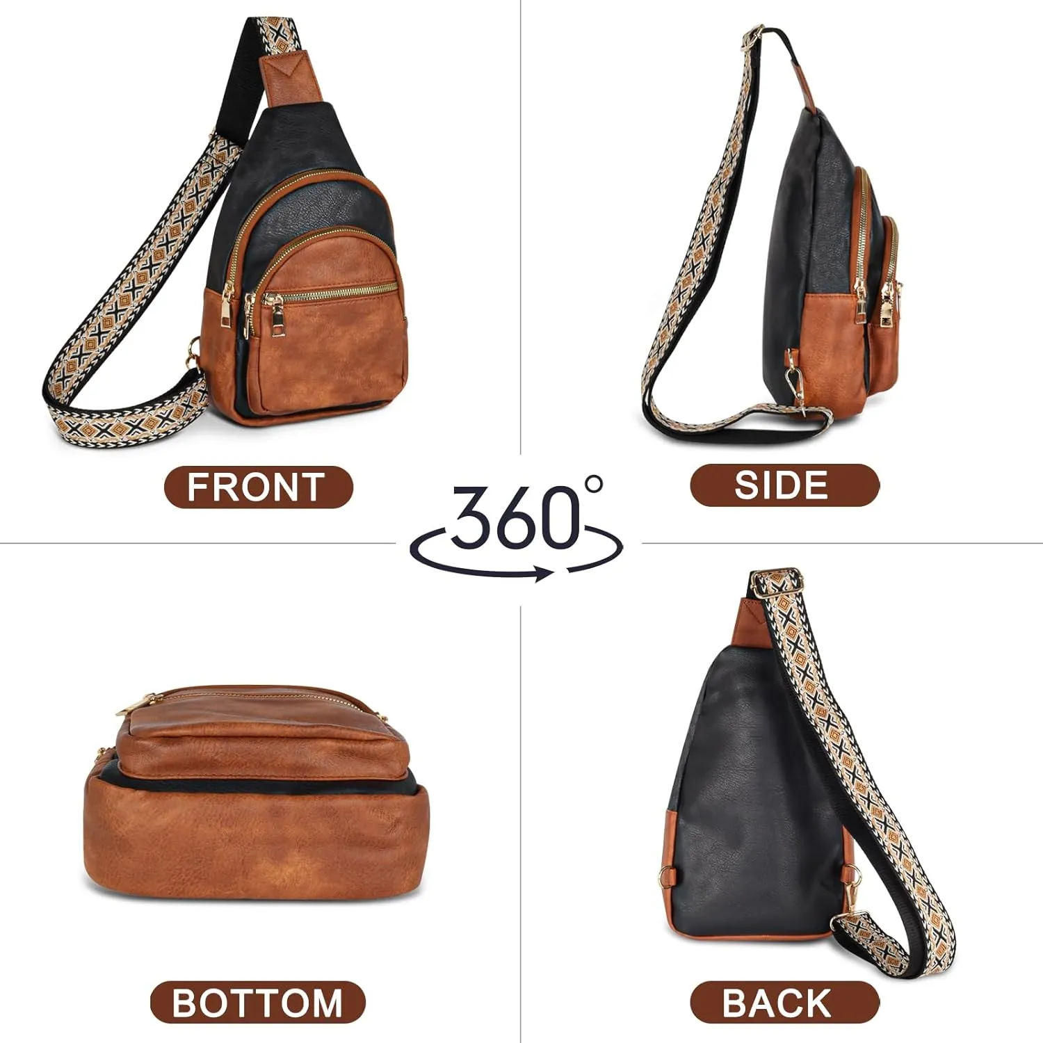 Relang Sling Bag for Women Crossbody, Leather Cross Body Fanny Packs for Women, Trendy Chest Bag for Travel and Daily Use