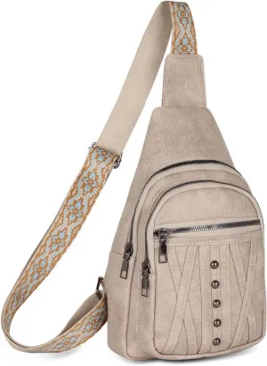 Relang Sling Bag for Women Crossbody, Leather Cross Body Fanny Packs for Women, Trendy Chest Bag for Travel and Daily Use
