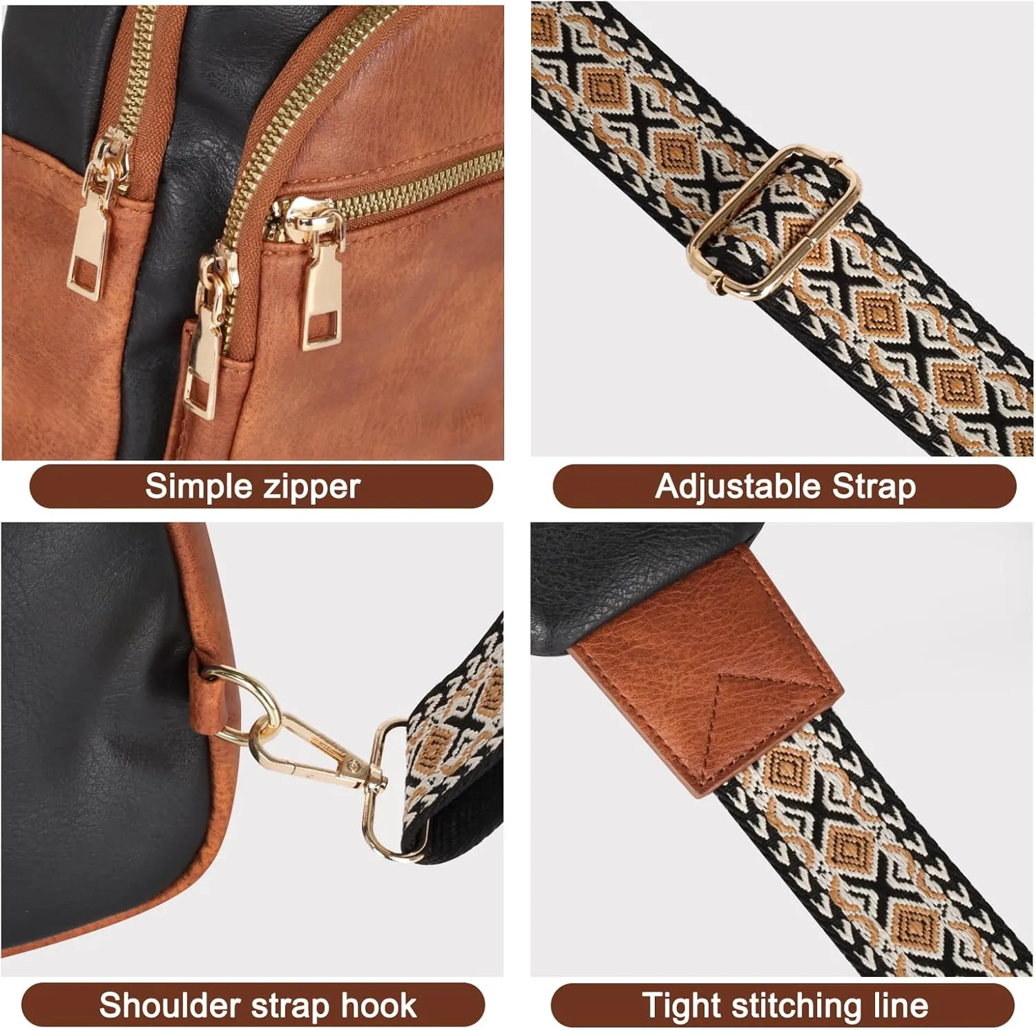 Relang Sling Bag for Women Crossbody, Leather Cross Body Fanny Packs for Women, Trendy Chest Bag for Travel and Daily Use