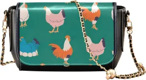 Retro Shoulder Leather Bags, Cute Woodland Animals Fox Crossbody Bags for Women Phone Satchel with Chain Strap