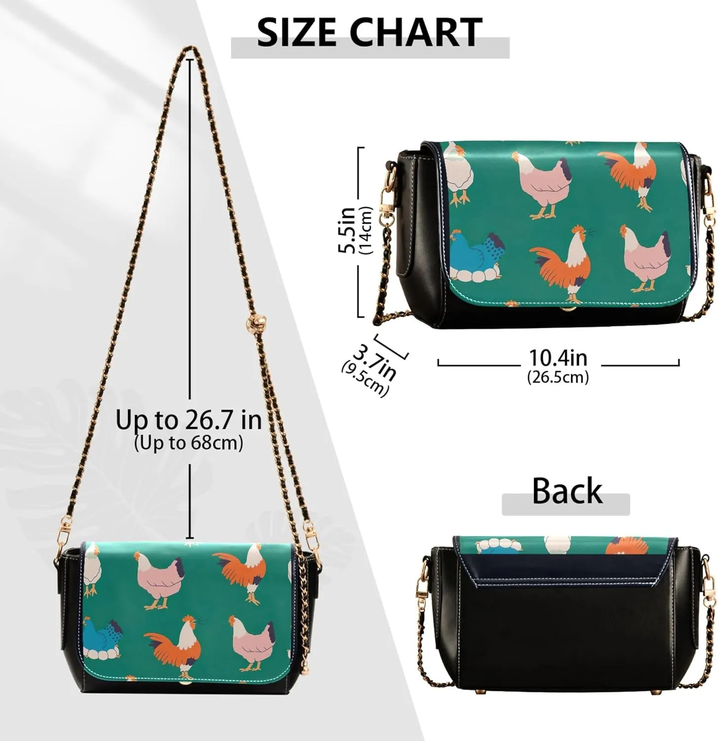 Retro Shoulder Leather Bags, Cute Woodland Animals Fox Crossbody Bags for Women Phone Satchel with Chain Strap