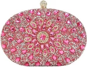 Rhinestone Bags Gorgeous Shiny Mini Diamond-studded Rhinestone Floral Hand-held Dinner Bag For Wedding And Party