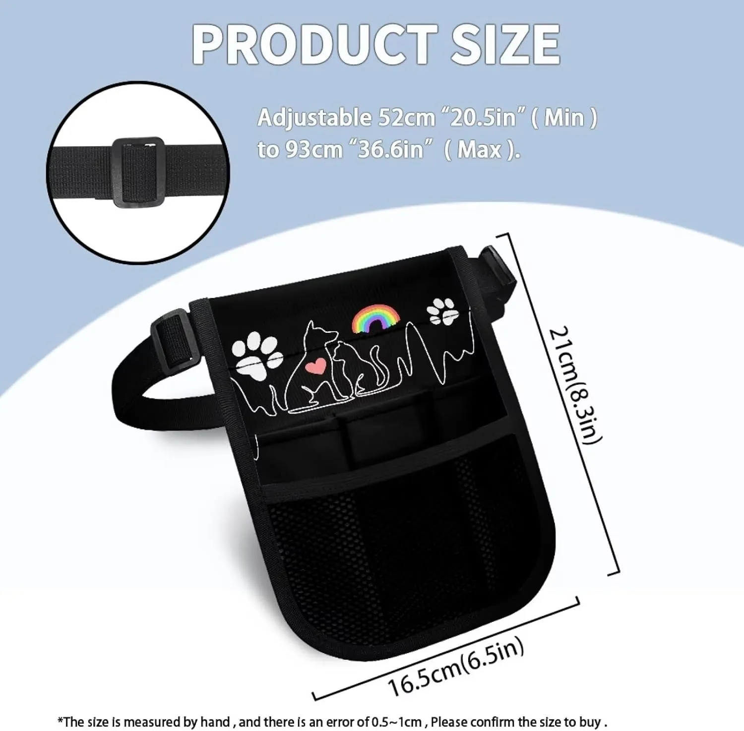 Rnyleeg Nurse Fanny Pack,Dog Lovers Rainbow Design Nursing Waist Bag with Multi-Compartment,Tape Holder,Adjustable Belt Nurse Tool Organizer for Nurses