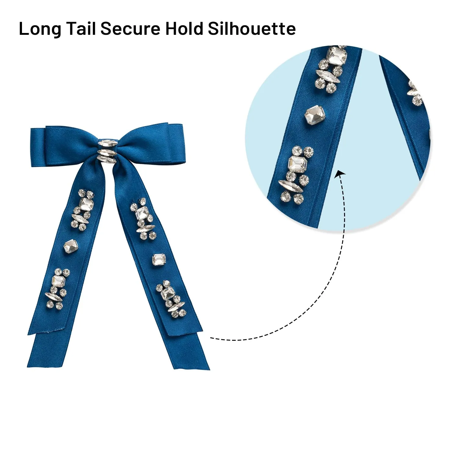 Rock Candy Rhinestone Embellished Satin Bow Clip - Navy | Hair Clip | Hair Accessory for Girls for Any Occasion