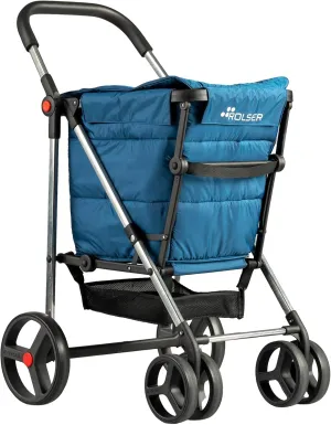 Rolser Basket Polar 4 Big Wheel 2 Swivelling Foldable Shopping Trolley - Marino