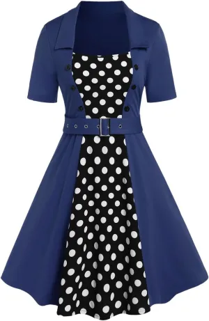 ROSE GAL Plus Size Polka Dots 1950s Vintage Dress for Women Rockabilly Retro Pinup Dress