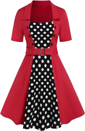 ROSE GAL Plus Size Polka Dots 1950s Vintage Dress for Women Rockabilly Retro Pinup Dress