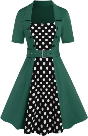 ROSE GAL Plus Size Polka Dots 1950s Vintage Dress for Women Rockabilly Retro Pinup Dress