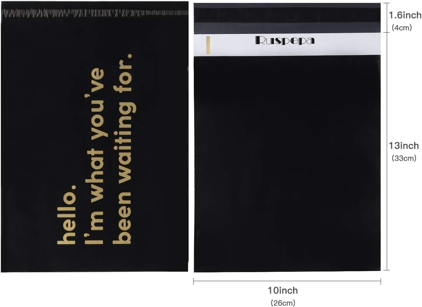 RUSPEPA Poly Mailer Shipping Bag with Self Sealing, Business Text Printed Design 2.3 Mil Heavy Duty Self Seal Mailing Envelopes, 100 Pack 10 x 13 inches, Black