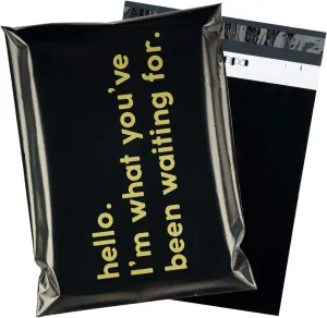 RUSPEPA Poly Mailer Shipping Bag with Self Sealing, Business Text Printed Design 2.3 Mil Heavy Duty Self Seal Mailing Envelopes, 100 Pack 10 x 13 inches, Black
