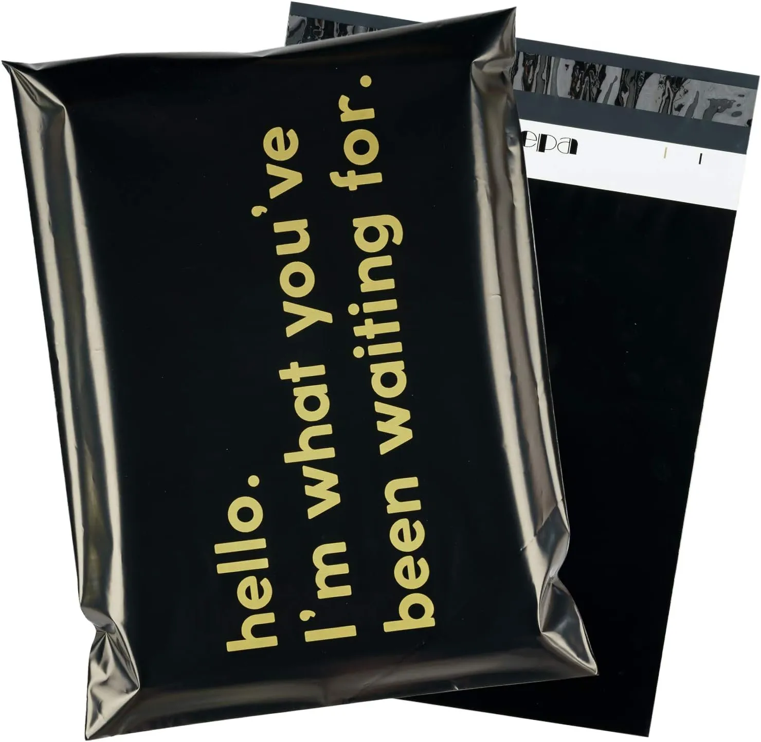 RUSPEPA Poly Mailer Shipping Bag with Self Sealing, Business Text Printed Design 2.3 Mil Heavy Duty Self Seal Mailing Envelopes, 100 Pack 10 x 13 inches, Black