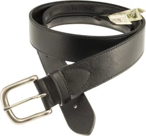 Sandpoint Leather Tab Money Belt with Extra Spacious Zipper Pocket (Black, 34)