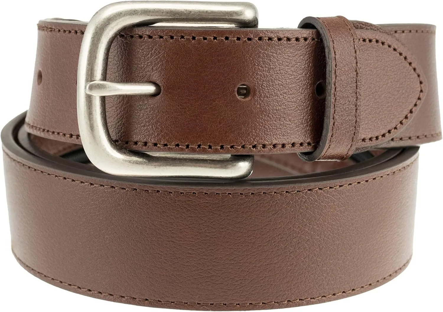 Sandpoint Leather Tab Money Belt with Extra Spacious Zipper Pocket (Brown, 34)