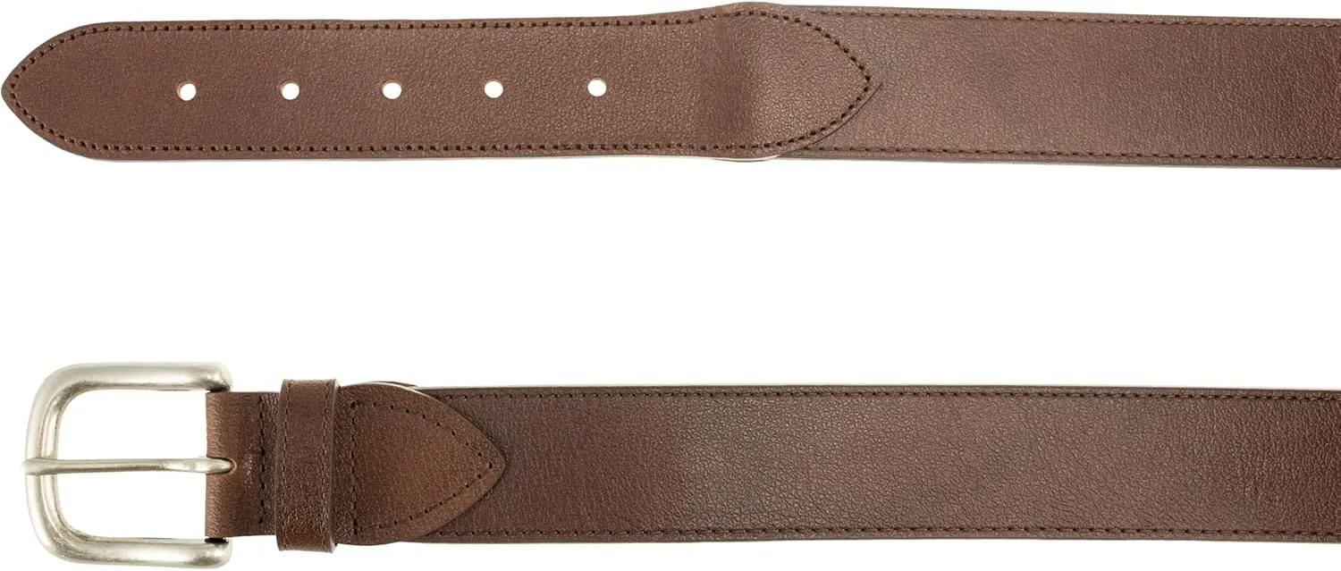 Sandpoint Leather Tab Money Belt with Extra Spacious Zipper Pocket (Brown, 34)
