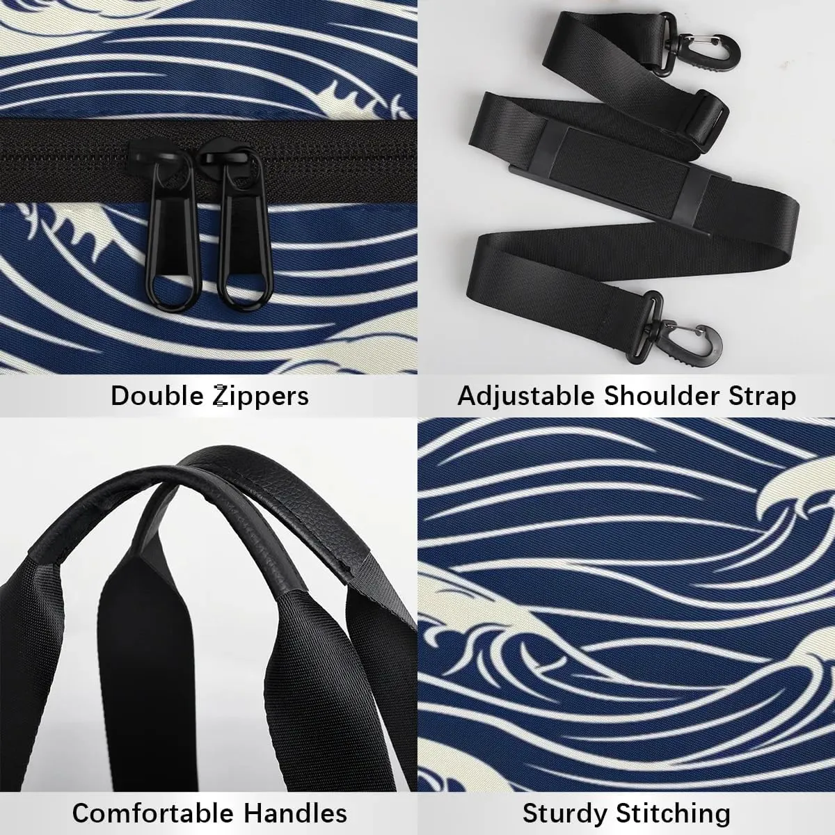 Seawater Print Gym Bag for Women Men Lightweight Weekender Travel Bag Stylish Duffle Bag for Gym Travel Overnight Carry On