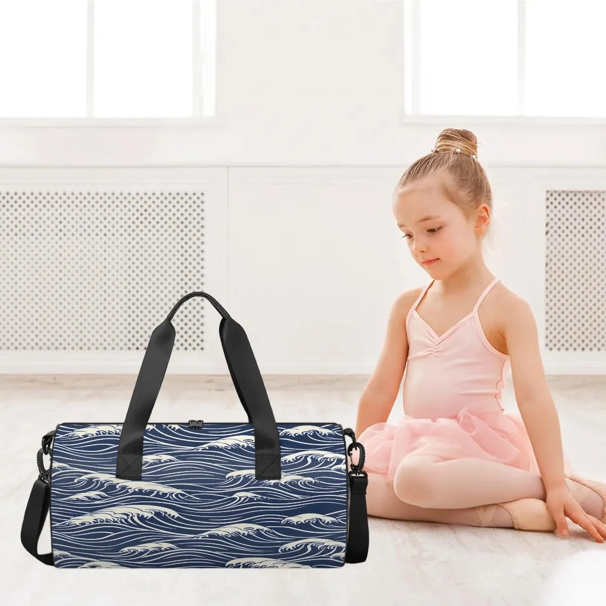 Seawater Print Gym Bag for Women Men Lightweight Weekender Travel Bag Stylish Duffle Bag for Gym Travel Overnight Carry On
