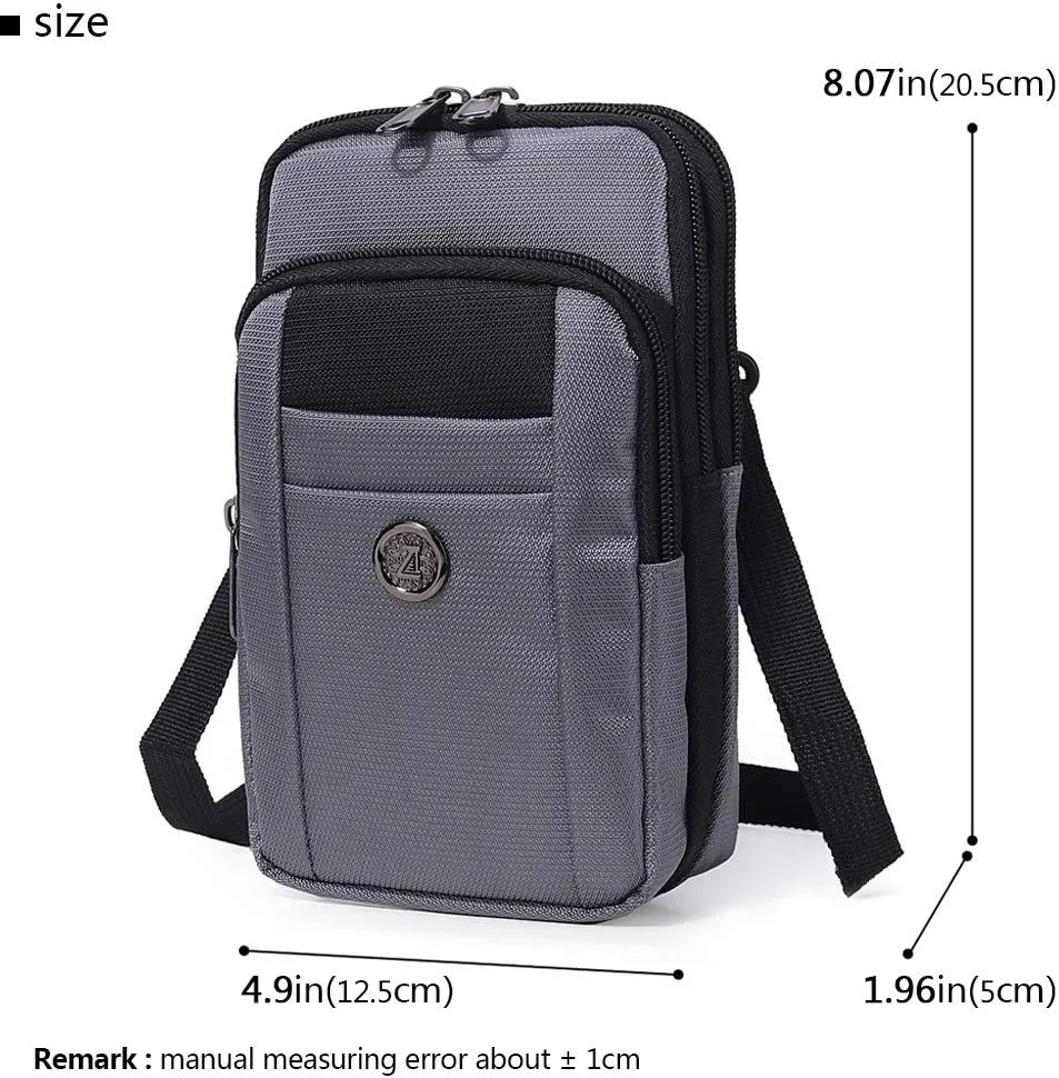 Senient Wolf Waterproof Nylon Multifunctional Phone Crossbody Bag - Small One Shoulder Waist Bag Wallet Travel Passport Case