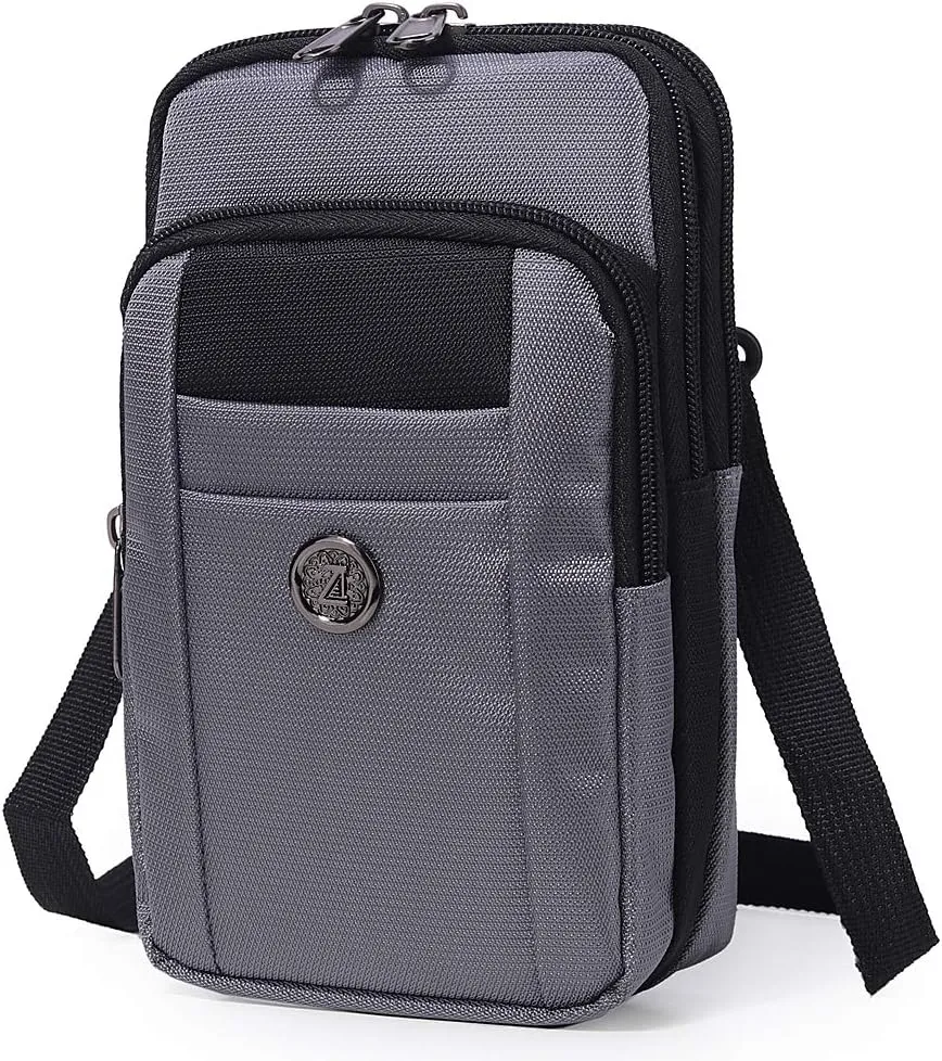 Senient Wolf Waterproof Nylon Multifunctional Phone Crossbody Bag - Small One Shoulder Waist Bag Wallet Travel Passport Case