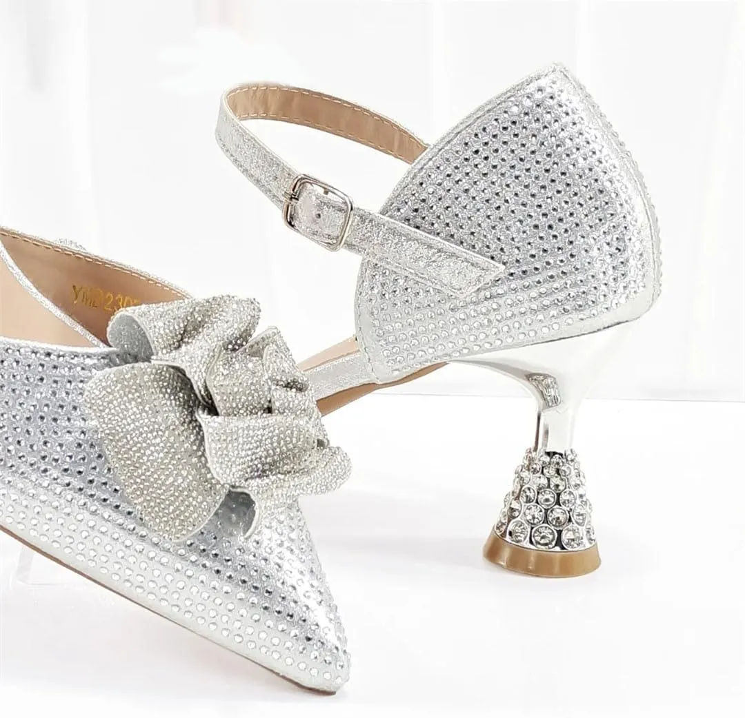 Sexy Peep Toe Wedding Sandals Rhinestone Purse Italian Designer Party Set