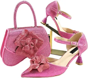 Sexy Peep Toe Wedding Sandals Rhinestone Purse Italian Designer Party Set