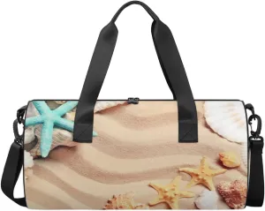 Shellfish Starfish Travel Duffel Bag Summer Beach Sports Gym Bag Men Women Sports Travel Luggage Bag 17.6”×9”×9 “ Duffel Bag Weekend Overnight Gym Bag Nvenient For Carrying