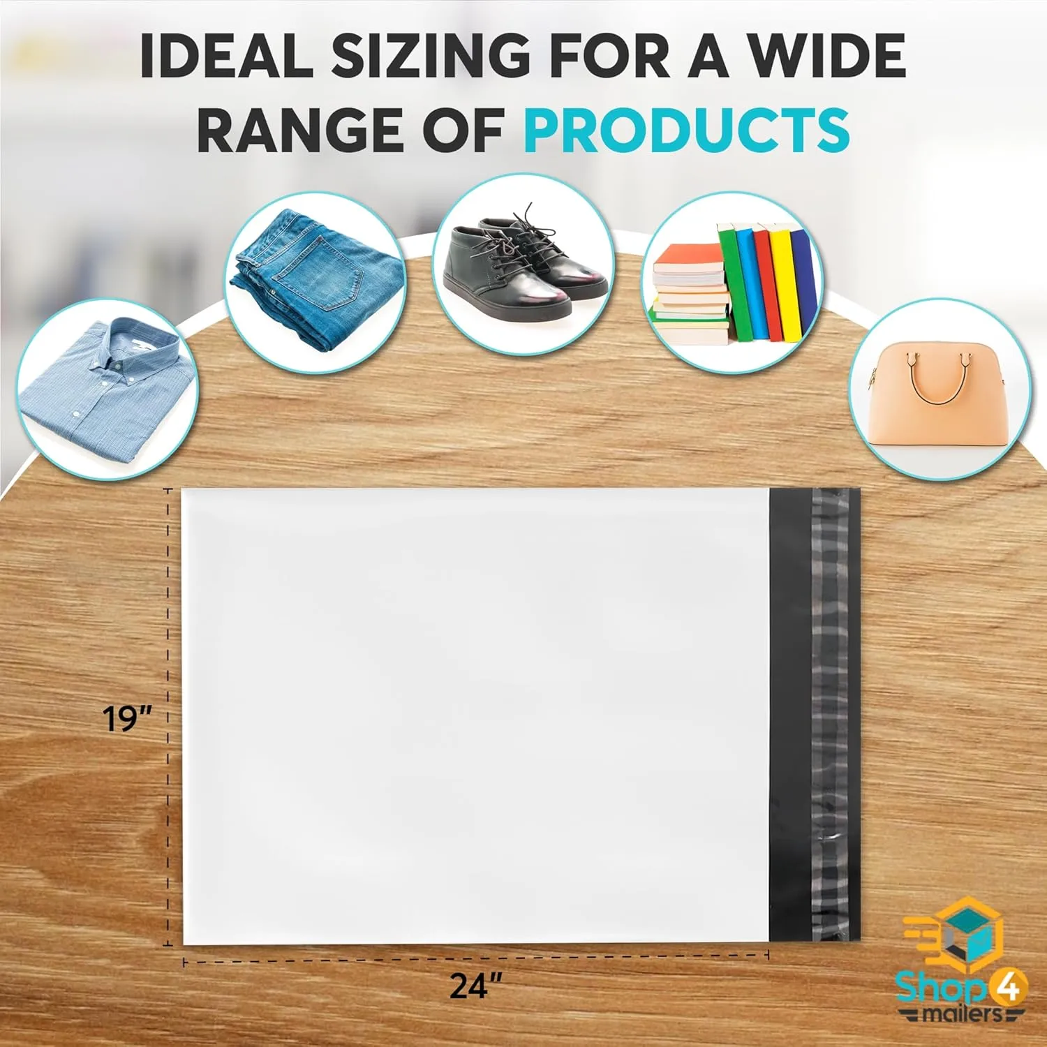 Shop4Mailers 19x24 Heavy Duty Thick Large Shipping Poly Mailer Bags, Waterproof and Tear-Resistant Postal Package Envelopes 3 Mil, Permanent Adhesive Seal (250 Pack)