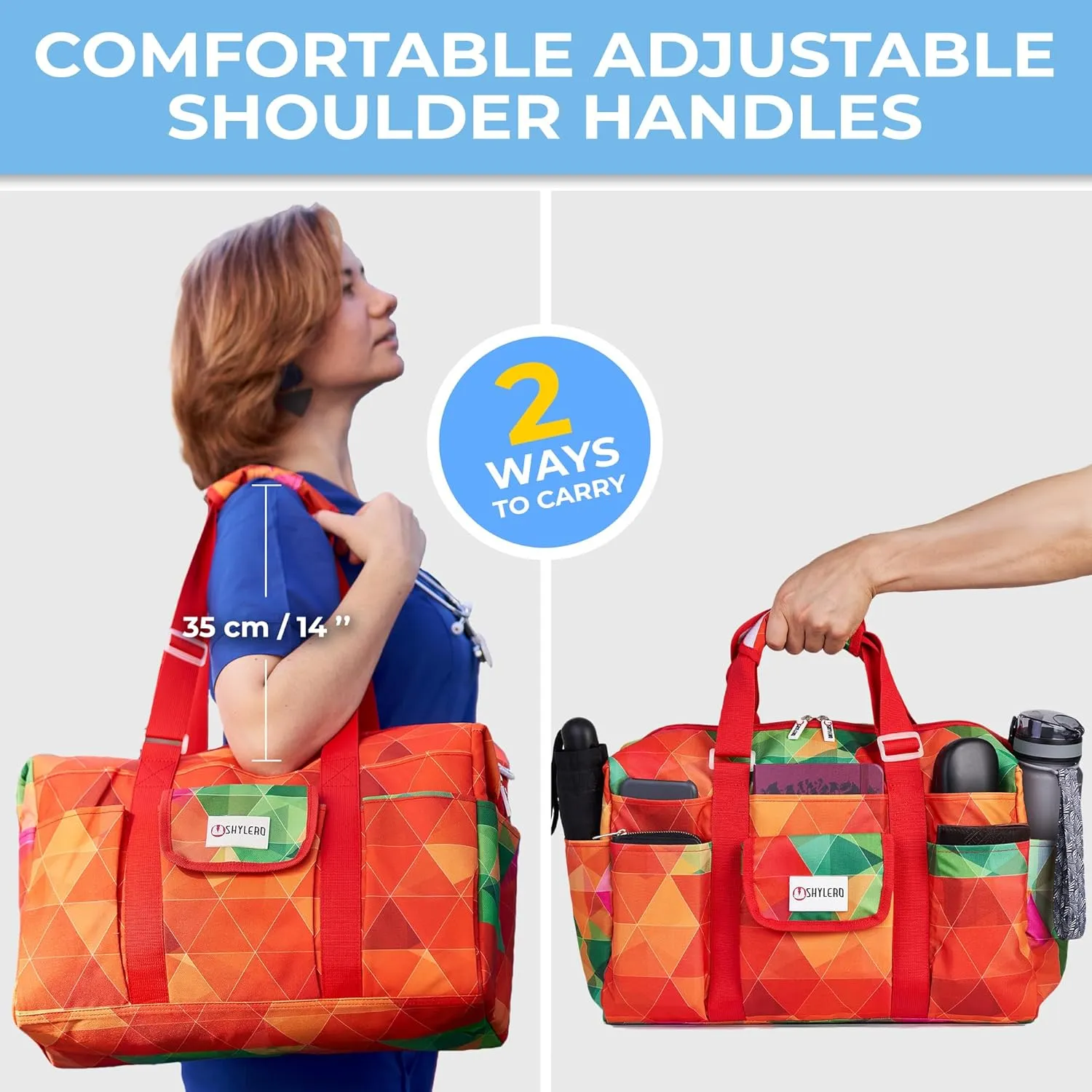 SHYLERO Nurse Bag with 21 Pockets - Big, Waterproof Medical Utility Tote for Daily Use