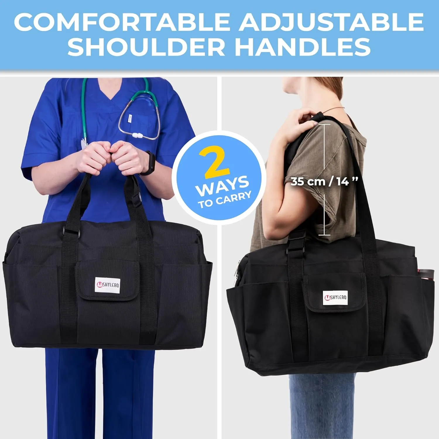 SHYLERO Nurse Bag with 21 Pockets - Big, Waterproof Medical Utility Tote for Daily Use