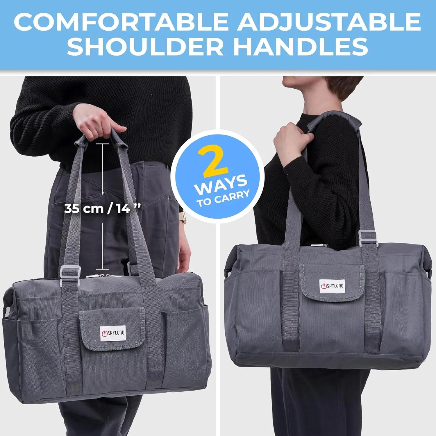 SHYLERO Nurse Bag with 21 Pockets - Big, Waterproof Medical Utility Tote for Daily Use