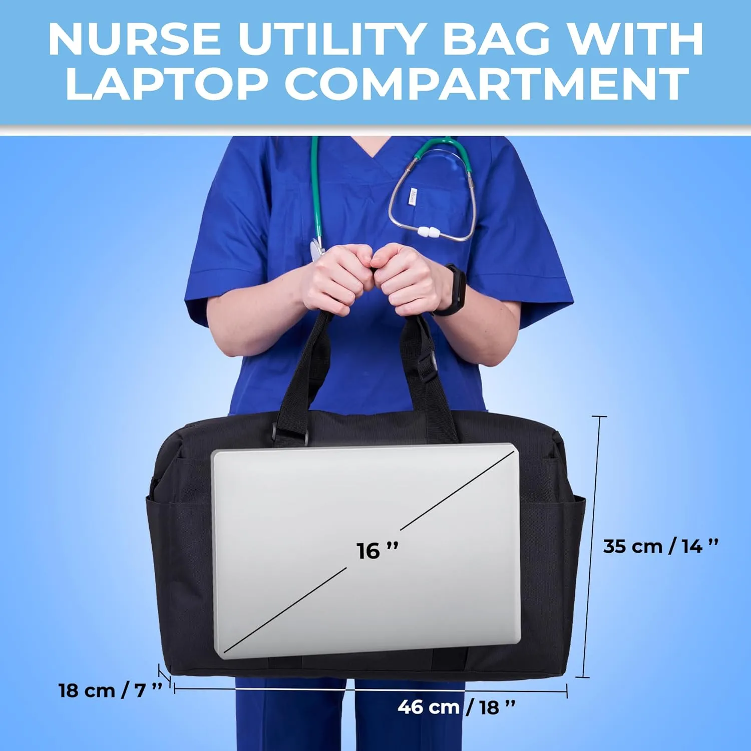 SHYLERO Nurse Bag with 21 Pockets - Big, Waterproof Medical Utility Tote for Daily Use