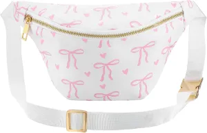 Shyyween Coquette Pink Bows Fanny Pack Waist Pack Nylon Crossbody Bags for Women Enjoy Sports Festival Workout Traveling Running Casual Waist Pack Phone Bag Carrying Phones