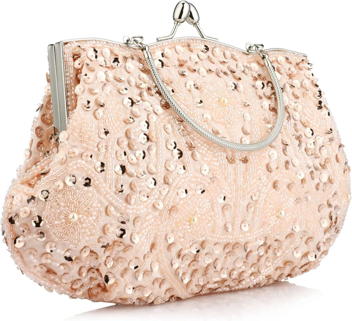 Simcat Beaded Sequin Flower Evening Purse Large Clutch Bag