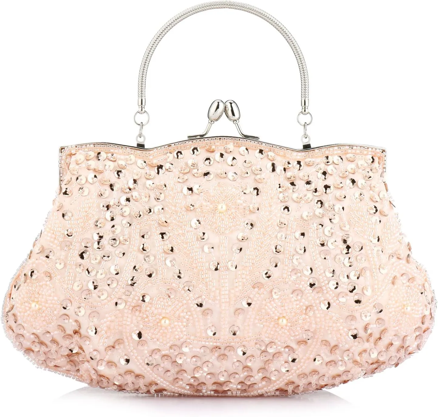 Simcat Beaded Sequin Flower Evening Purse Large Clutch Bag