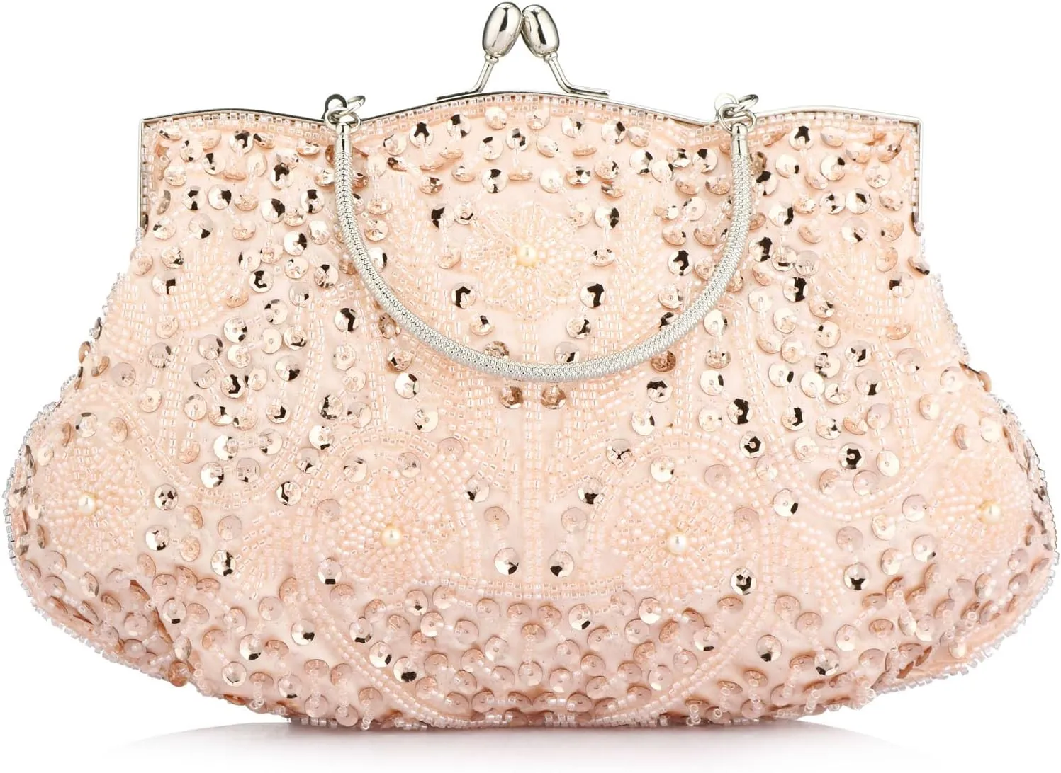 Simcat Beaded Sequin Flower Evening Purse Large Clutch Bag