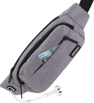 SINNO Large Crossbody Fanny Pack for Women Men Belt Bag With 4-Zipper Pockets for Travel Running Hiking Workout Dog Walking Outdoors Sport Fishing Waist Pack Bag Carrying All Phones