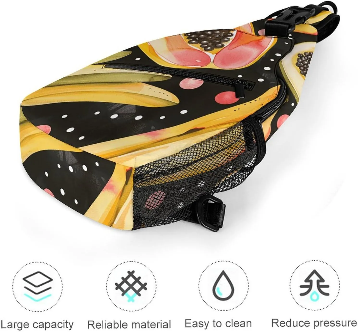 Sling Bag for Women Men Chest Bag Banana And Papaya Daypack Fanny Pack Cross Body Bag for Traveling