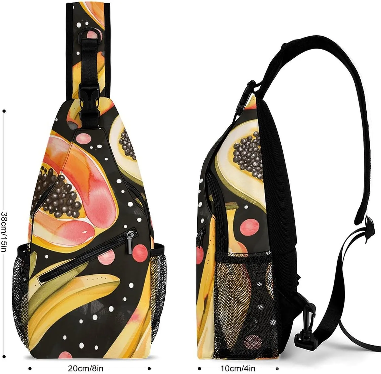 Sling Bag for Women Men Chest Bag Banana And Papaya Daypack Fanny Pack Cross Body Bag for Traveling