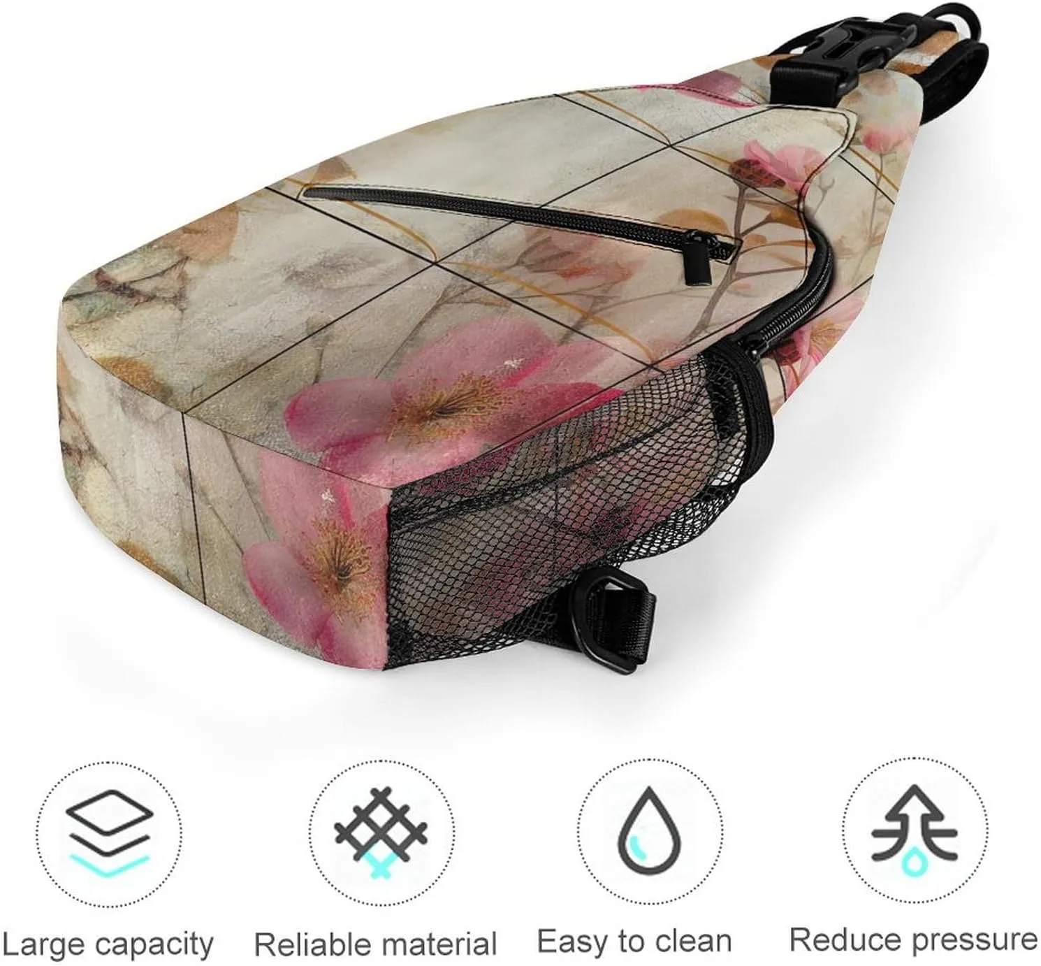 Sling Bag for Women Men Chest Bag Branch with Flowers Daypack Fanny Pack Cross Body Bag for Traveling