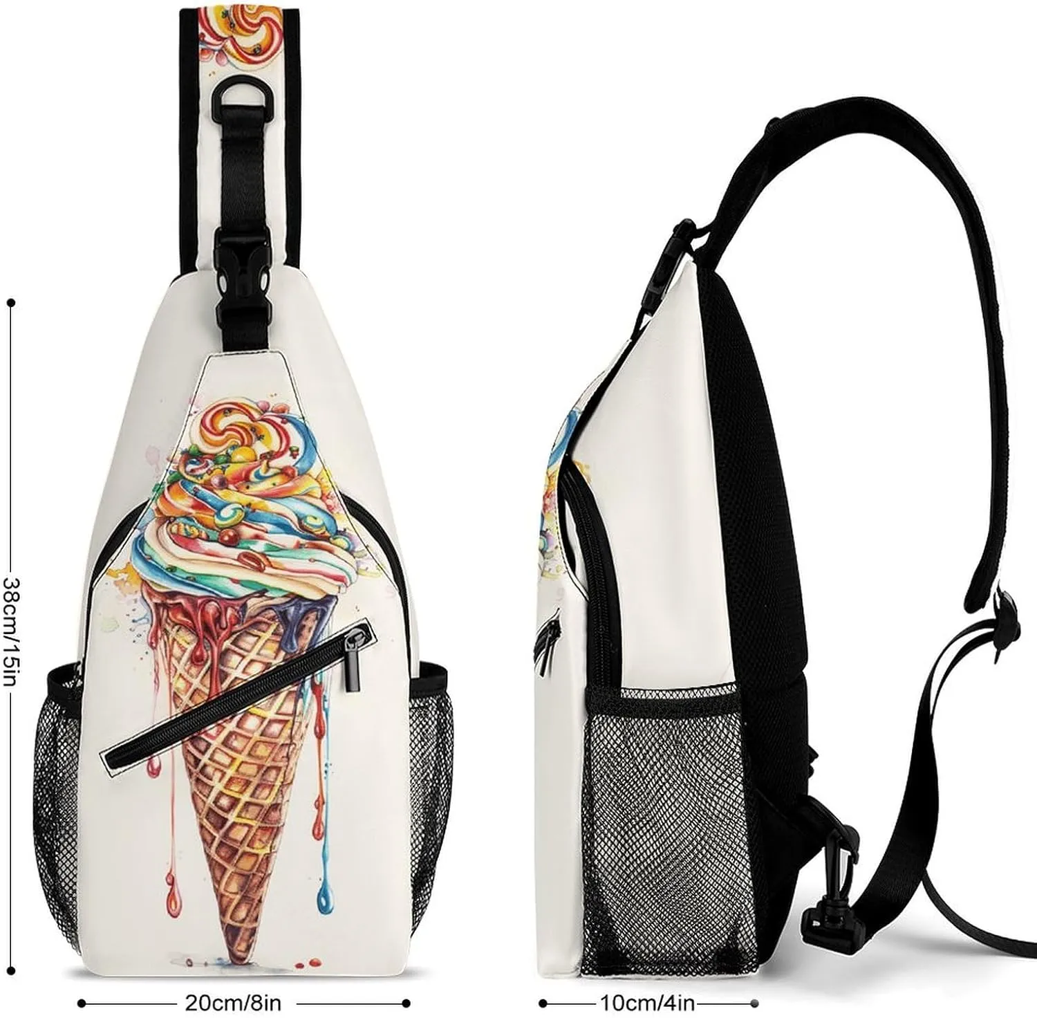Sling Bag for Women Men Chest Bag Candy Ice Cream Daypack Fanny Pack Cross Body Bag for Traveling