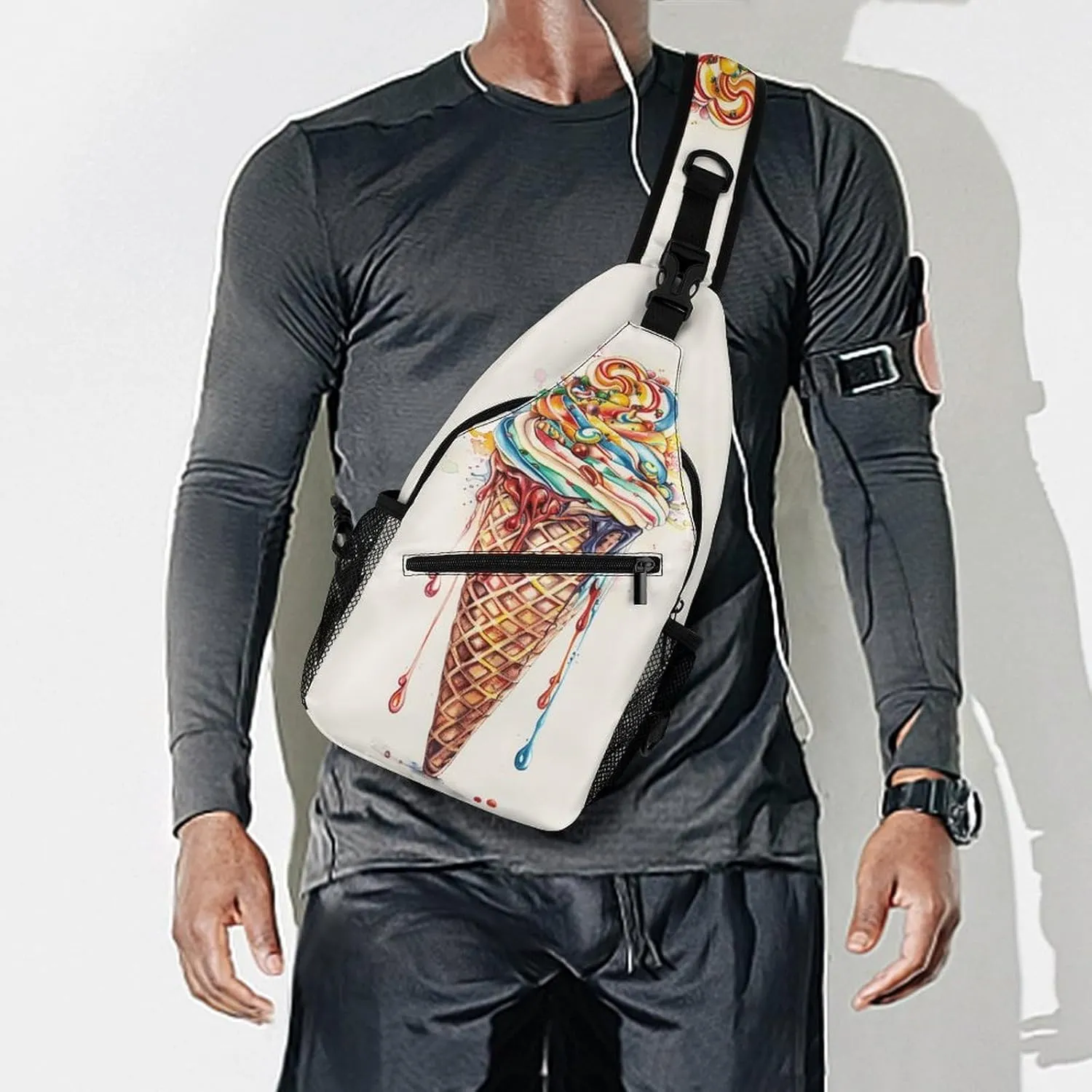 Sling Bag for Women Men Chest Bag Candy Ice Cream Daypack Fanny Pack Cross Body Bag for Traveling