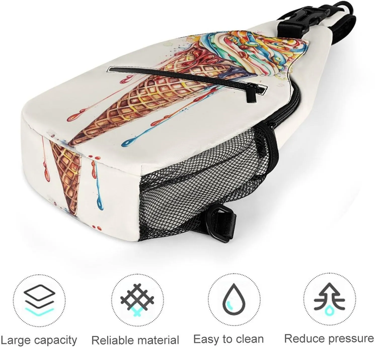 Sling Bag for Women Men Chest Bag Candy Ice Cream Daypack Fanny Pack Cross Body Bag for Traveling