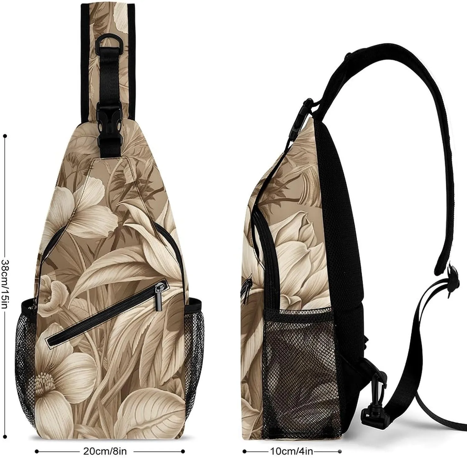 Sling Bag for Women Men Chest Bag Floral Pattern Wallpaper Daypack Fanny Pack Cross Body Bag for Traveling
